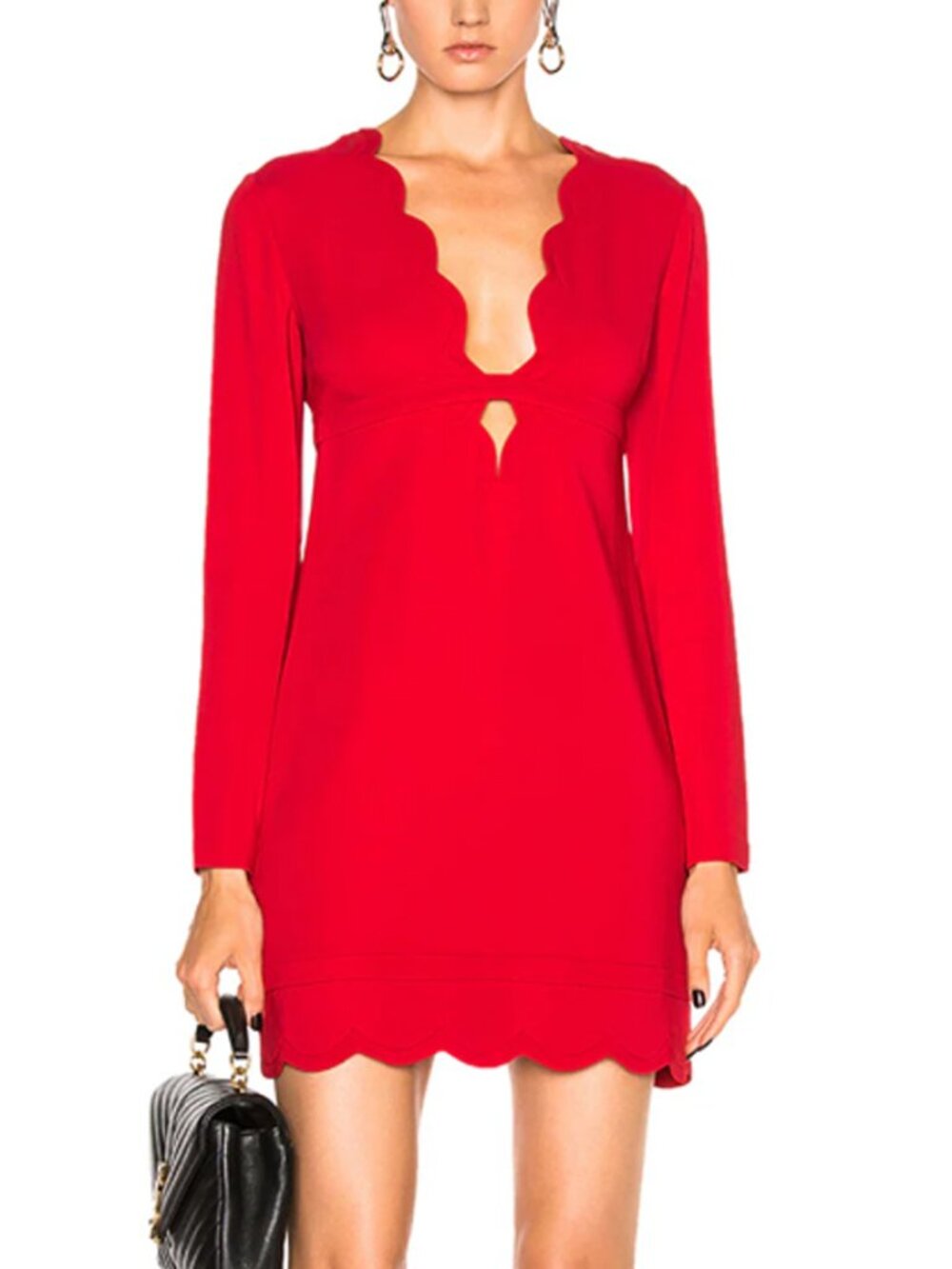 A.L.C. Eve Scalloped Mini Dress in Crimson Red NWT NEW Size 8
